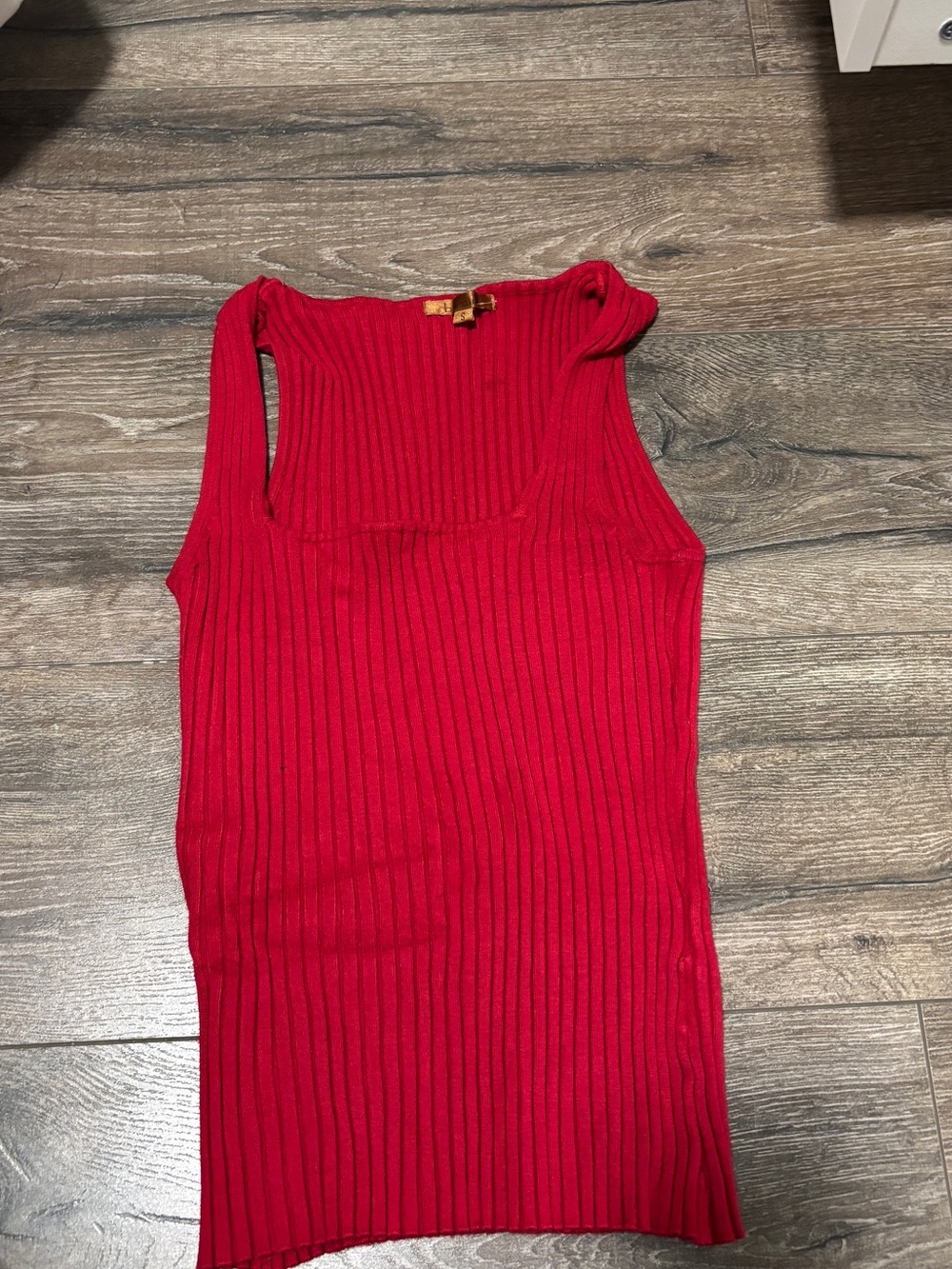 Belldini Red Ribbed Square Neck Tank